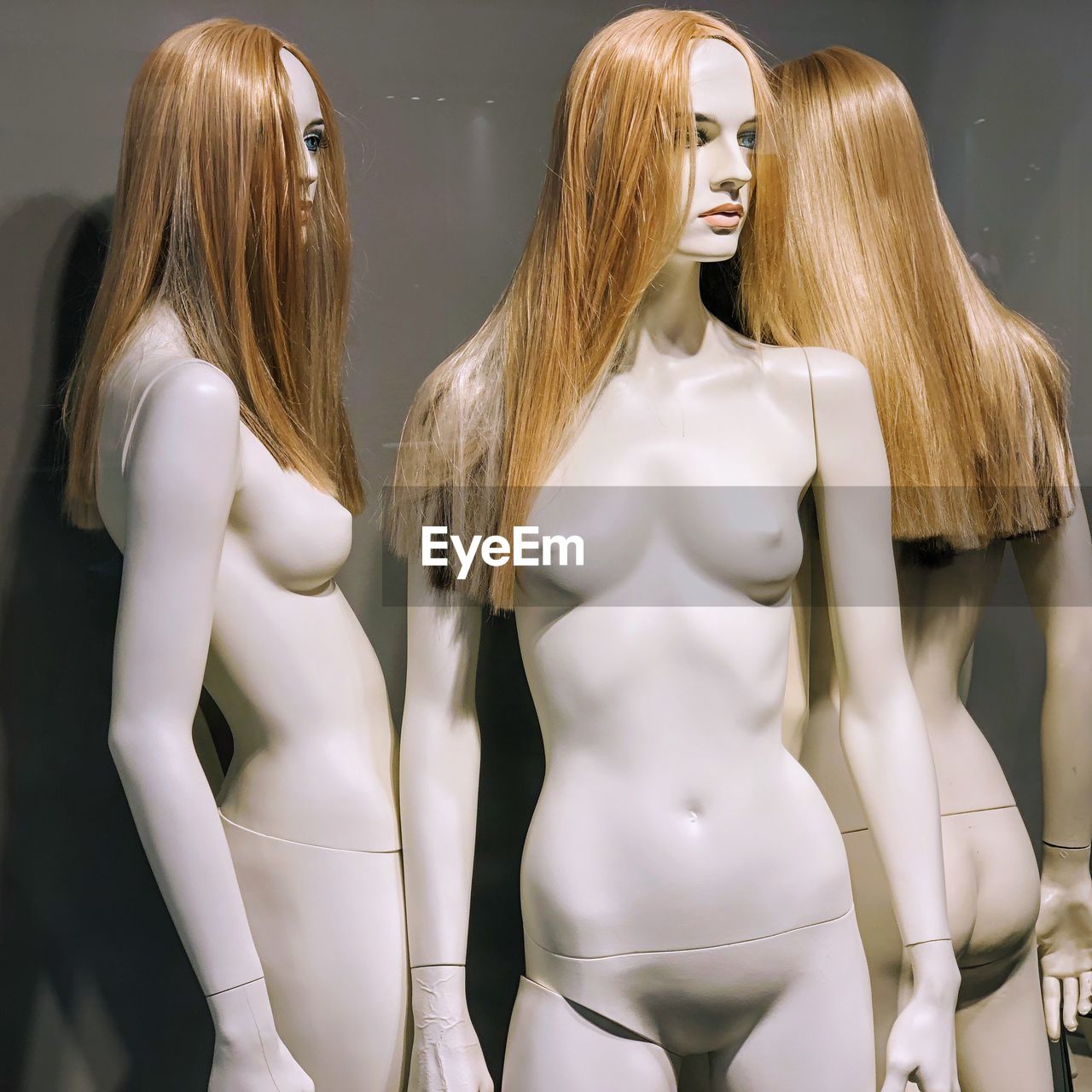 Naked mannequins in store