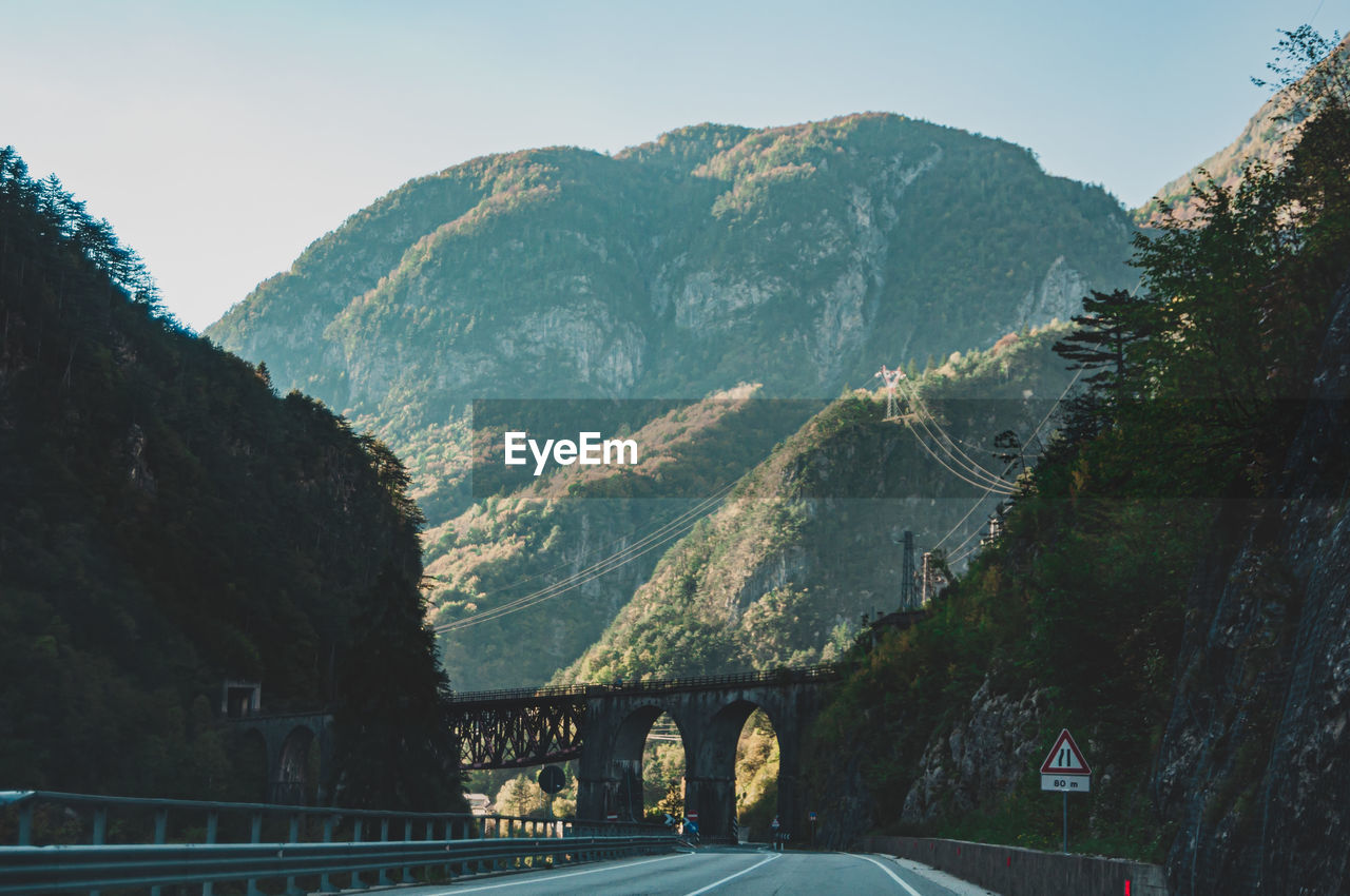 Panoramic view of bridge over mountain