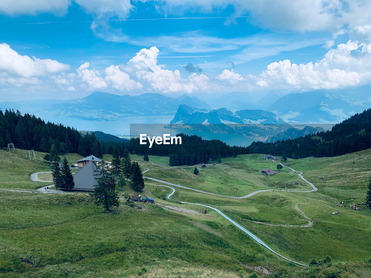 Scenic view to lake lucerne 