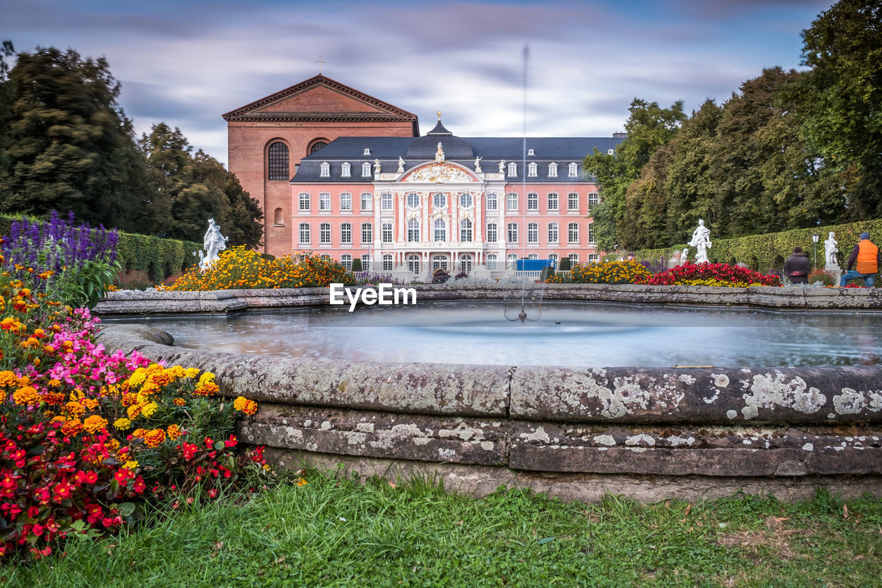 View of fountain in garden