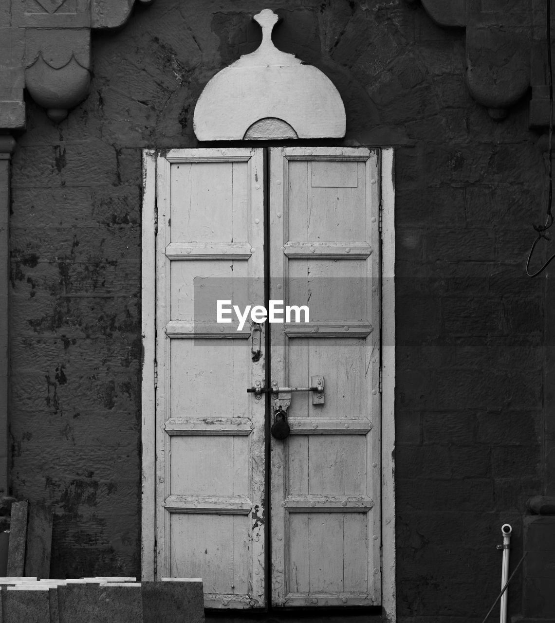 Closed door of old building