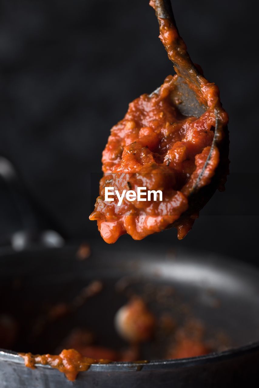 Close-up of spaghetti sauce 