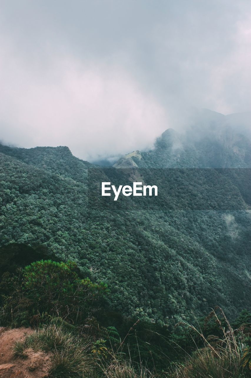 Scenic view of mountains against sky