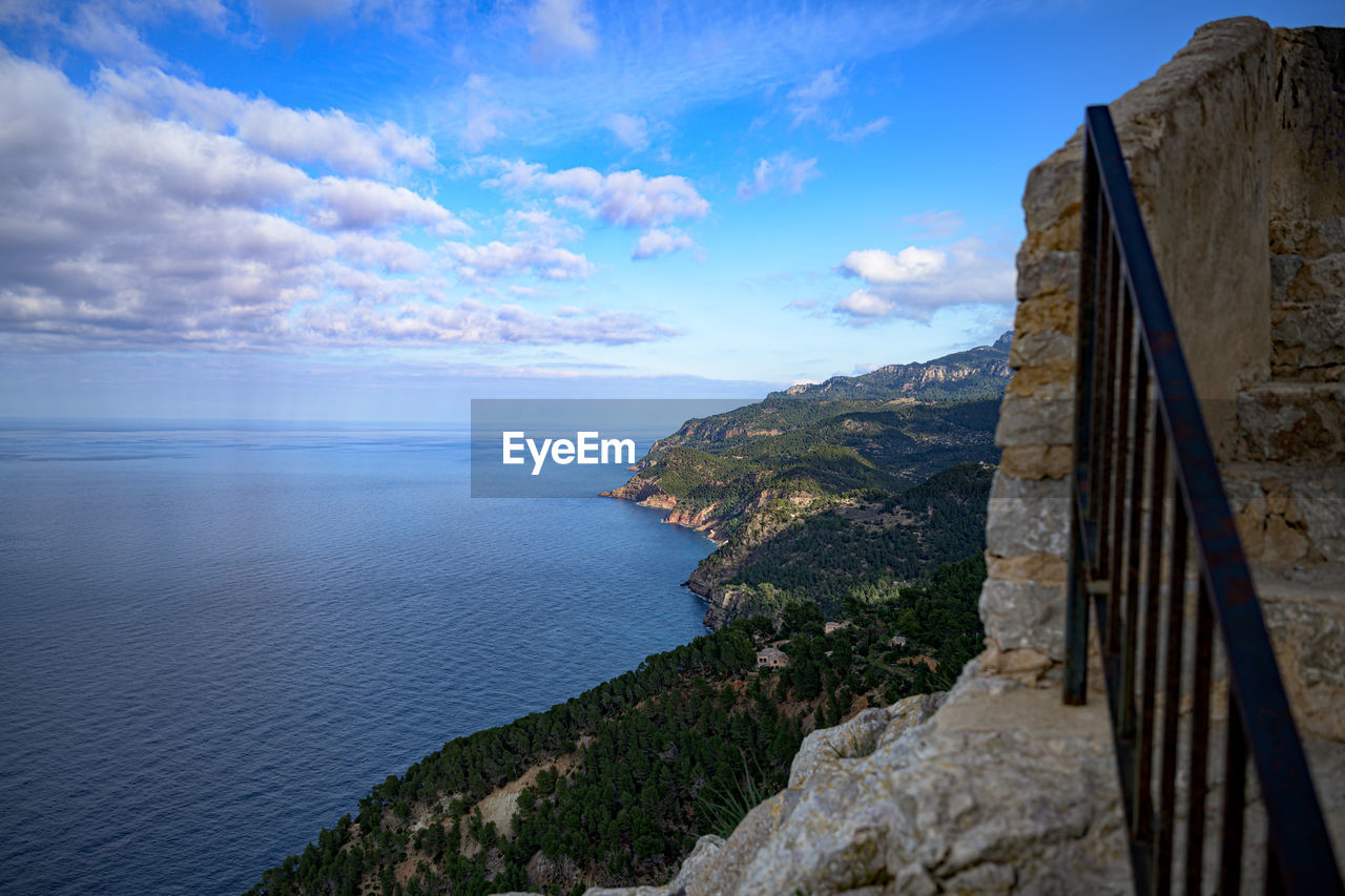 SCENIC VIEW OF SEA AND MOUNTAINS AGAINST SKY