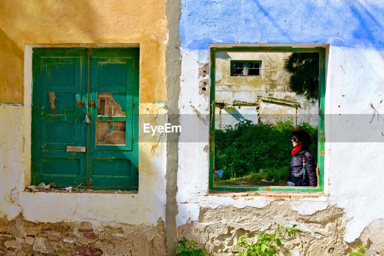 Open window of old building