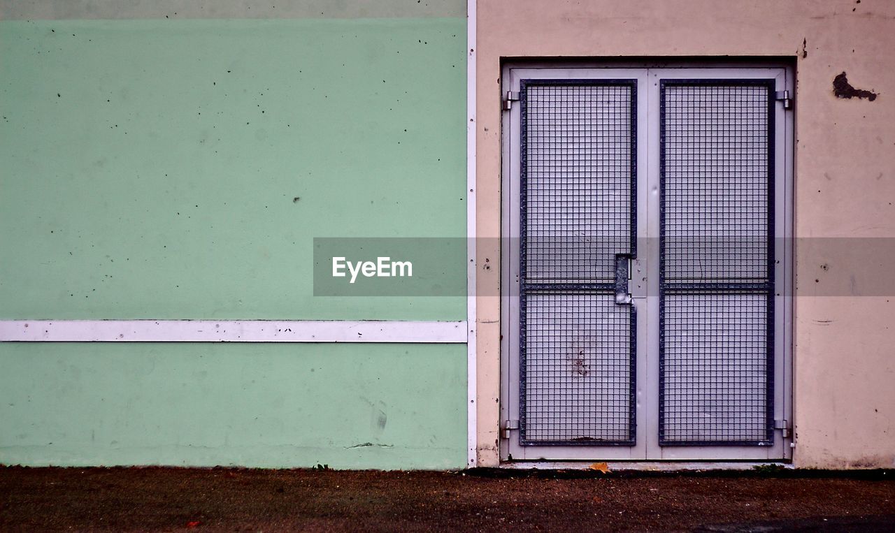 Closed door of building