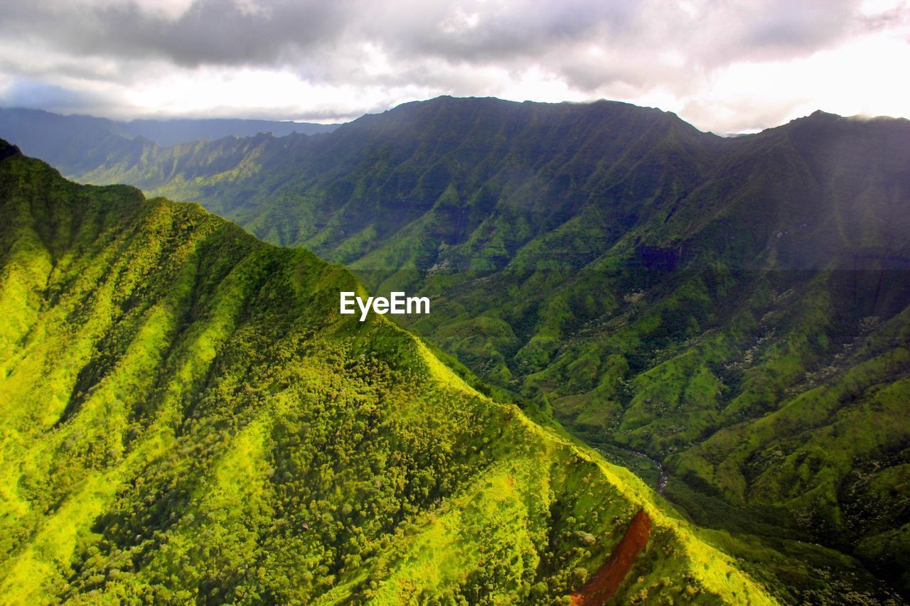 Scenic view of mountains against sky