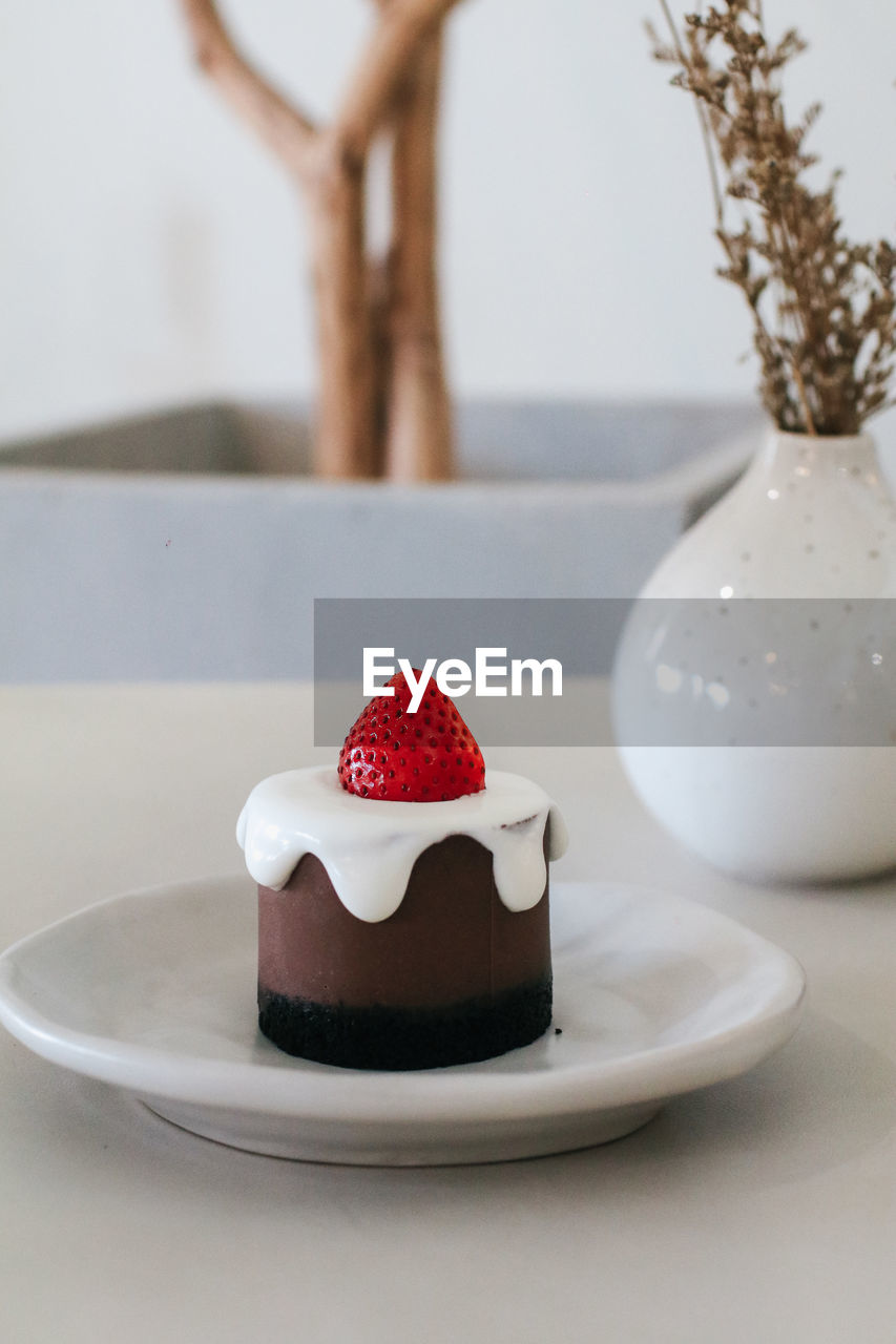 close-up of dessert on table