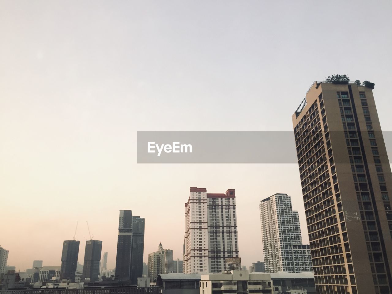 Low angle view of buildings against clear sky