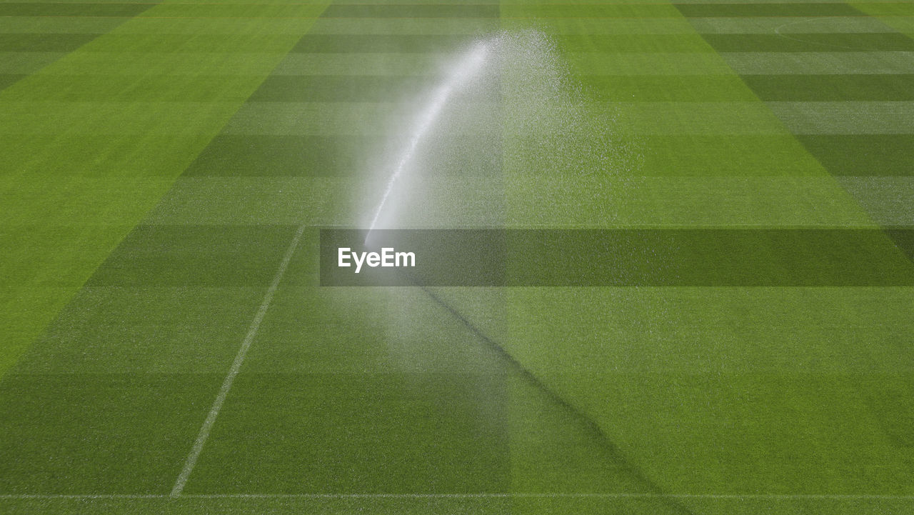Field is being sprayed before a champions league match