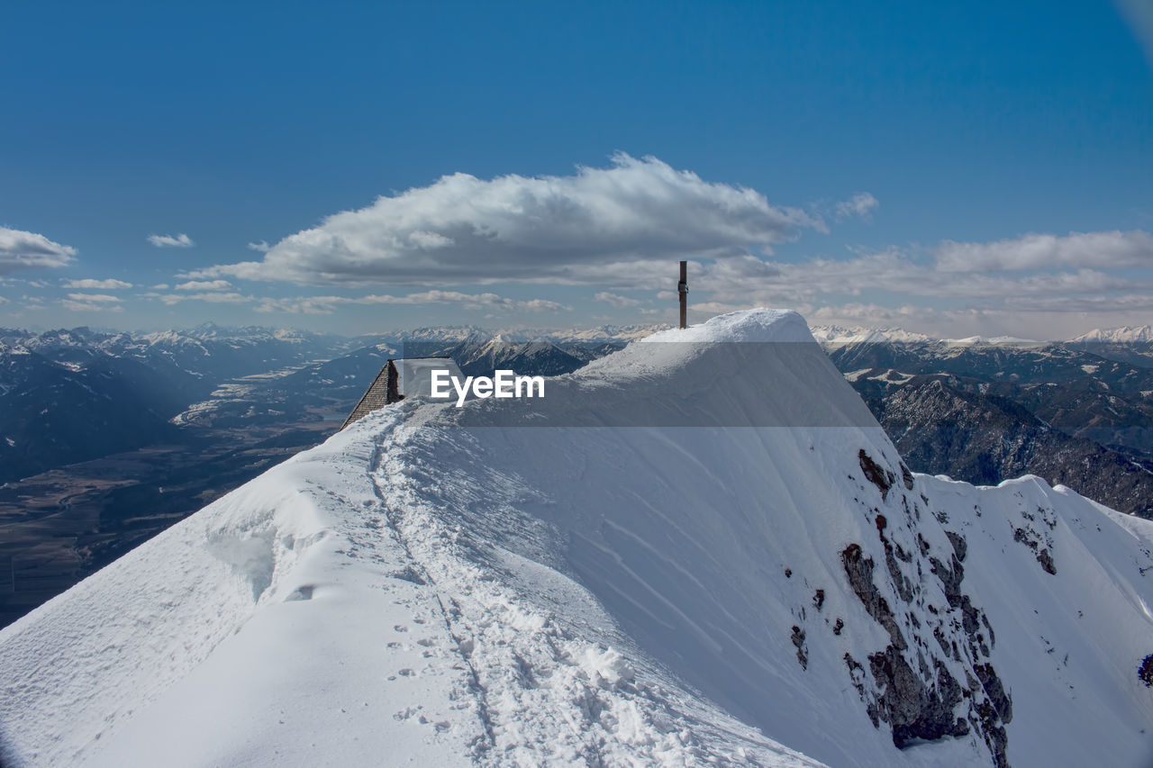 Aerial view of snow covered landscape