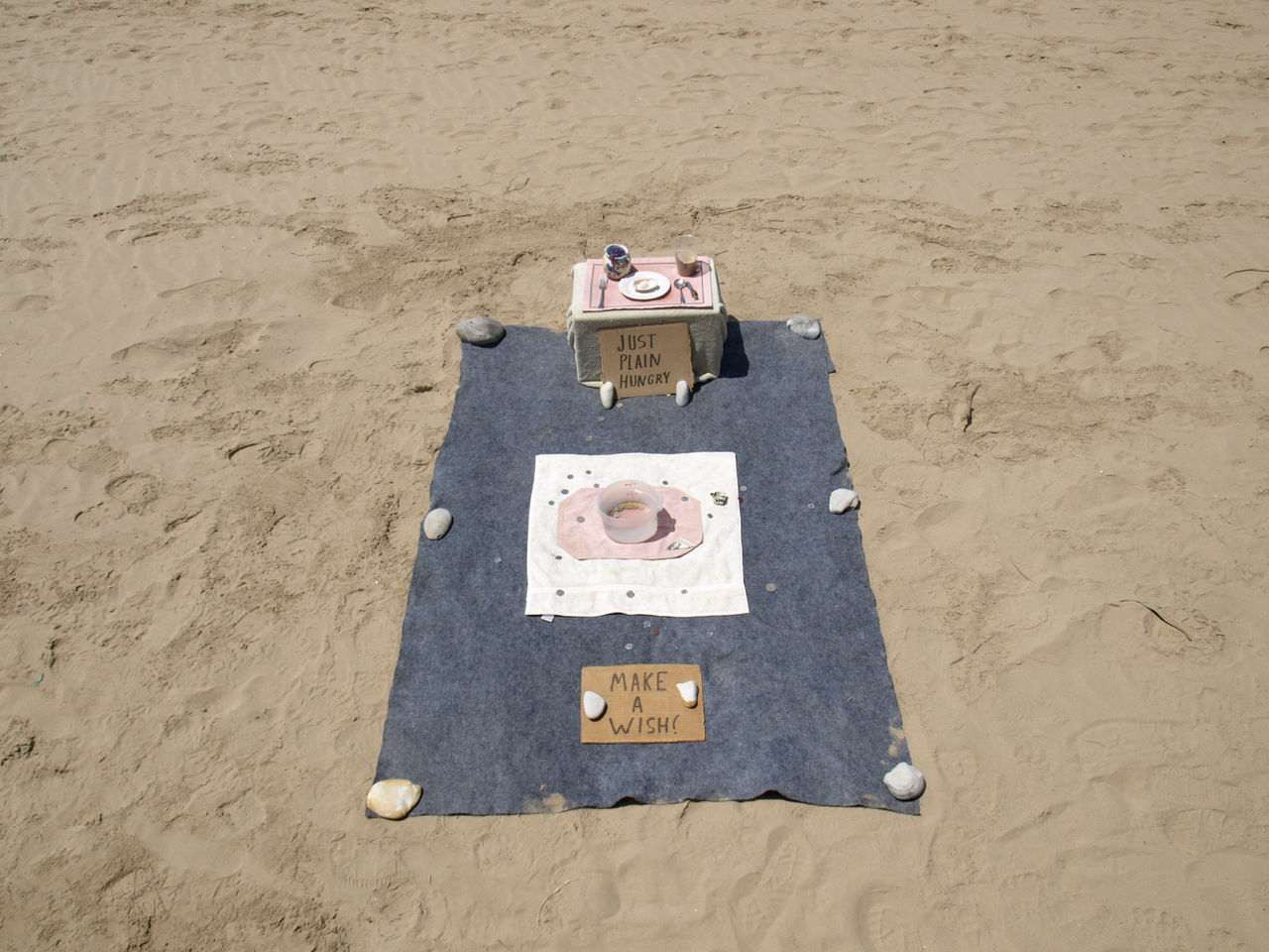 Begging by text on beach