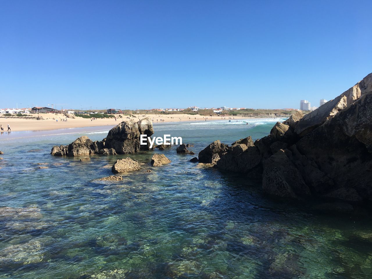 SCENIC VIEW OF SEA AGAINST CLEAR SKY