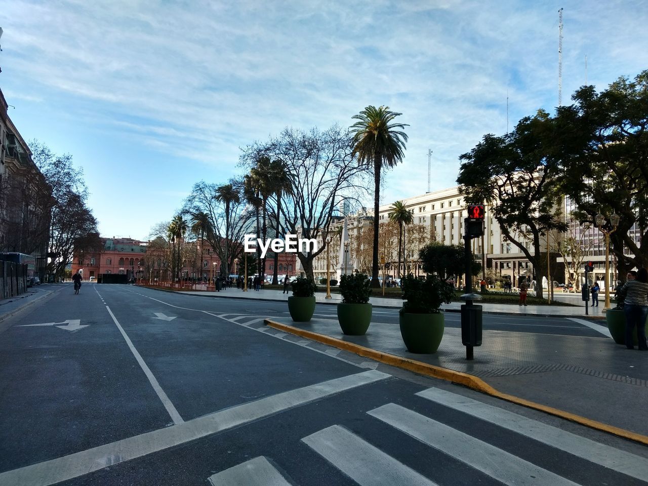 View of city street against sky