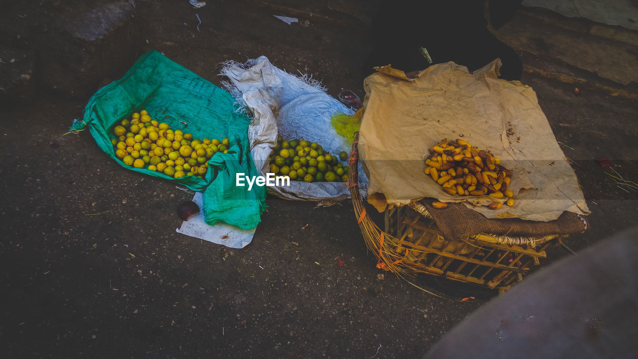 HIGH ANGLE VIEW OF BASKET FOR SALE IN MARKET