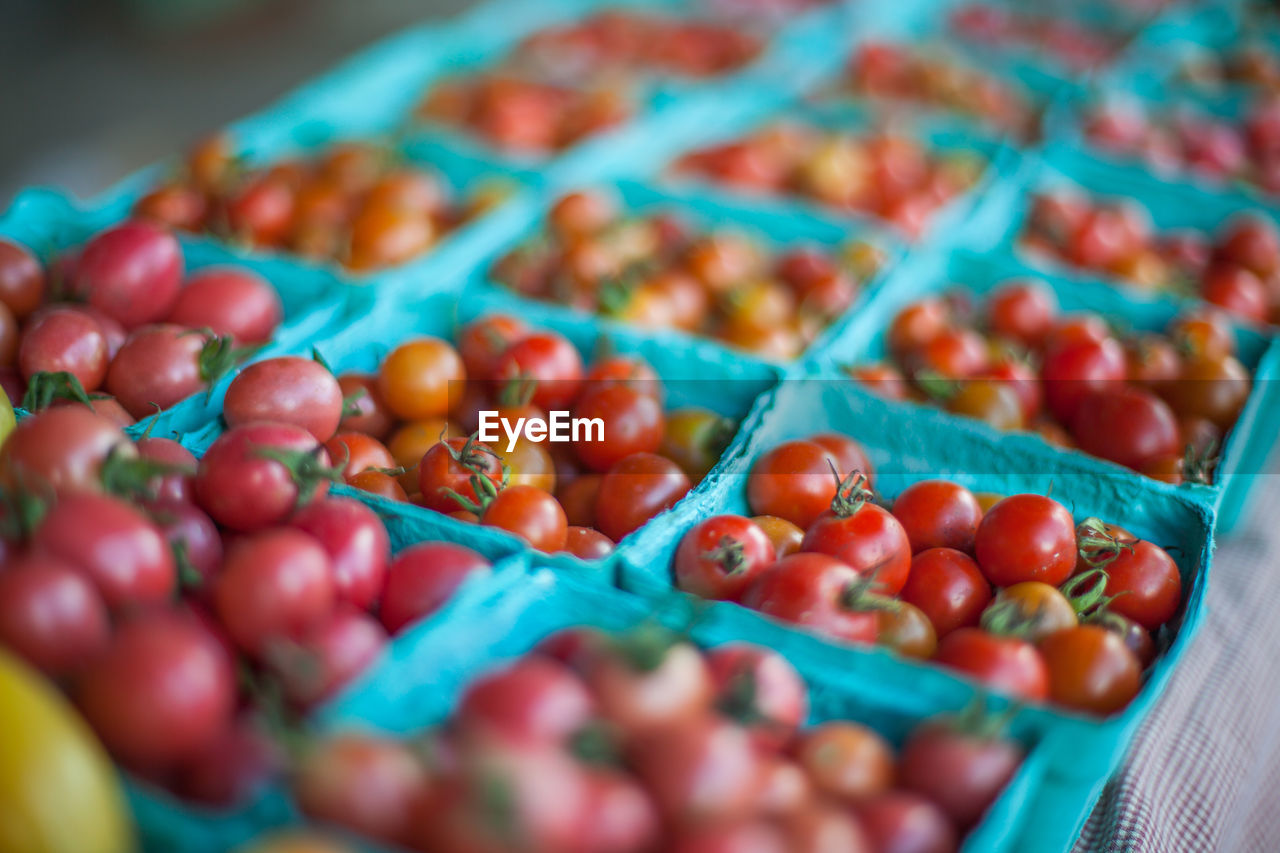 Close-up of tomatoes for sale at market stall