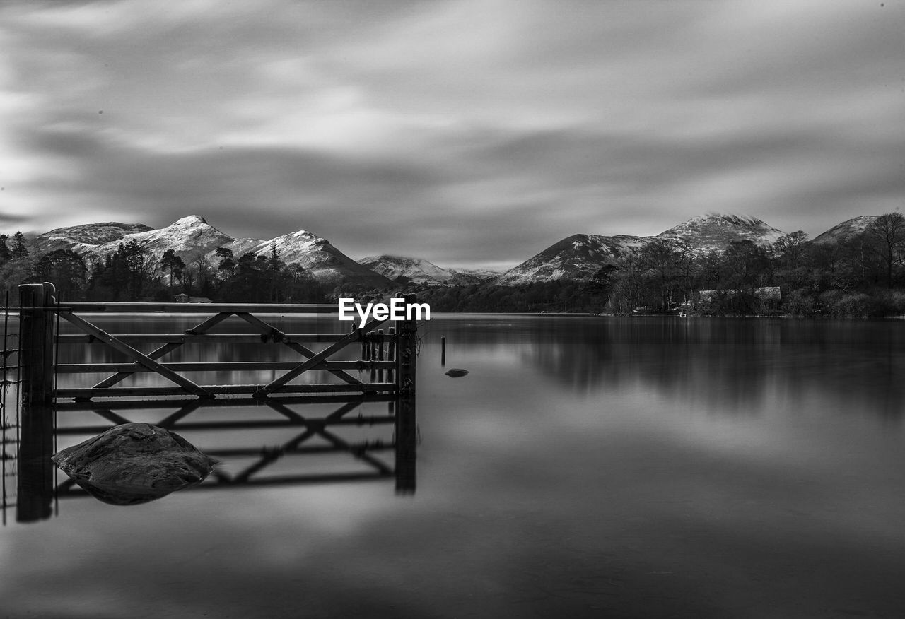 SCENIC VIEW OF LAKE AGAINST MOUNTAINS