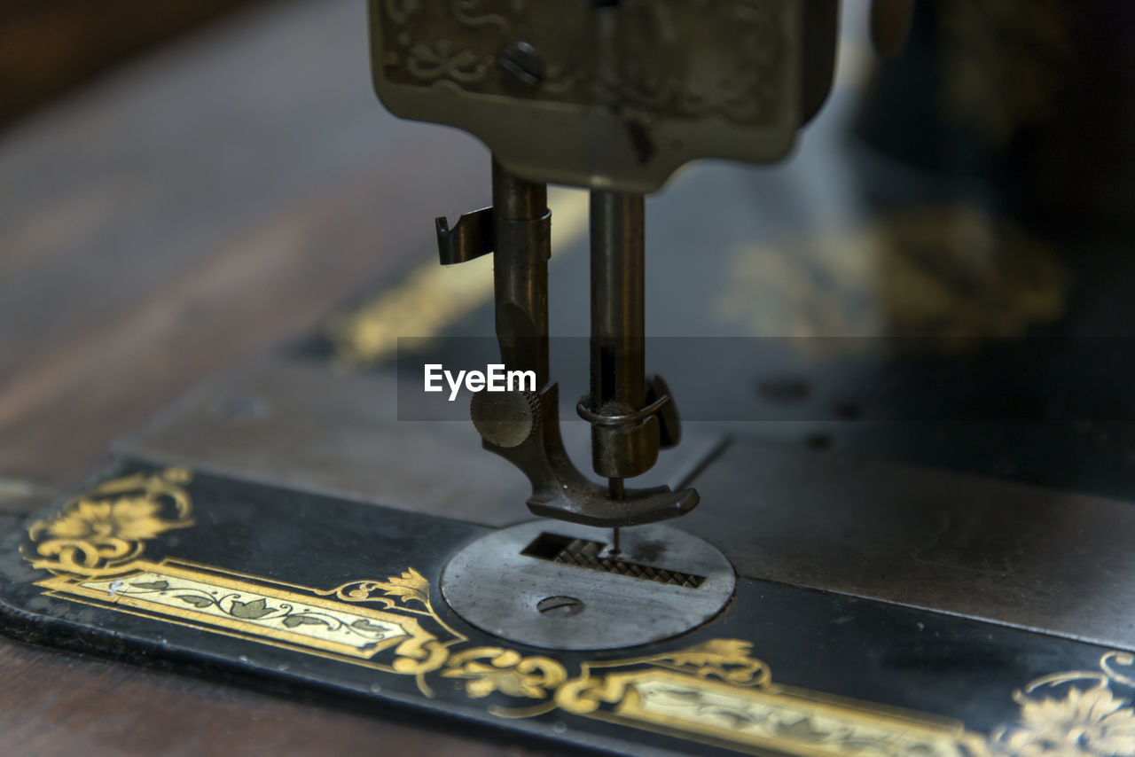 Close-up of sewing machine