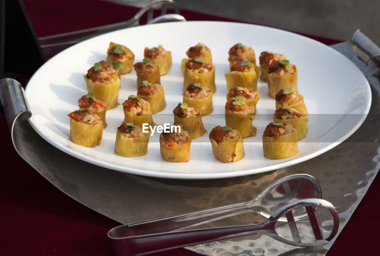 View of appetizers served in plate 