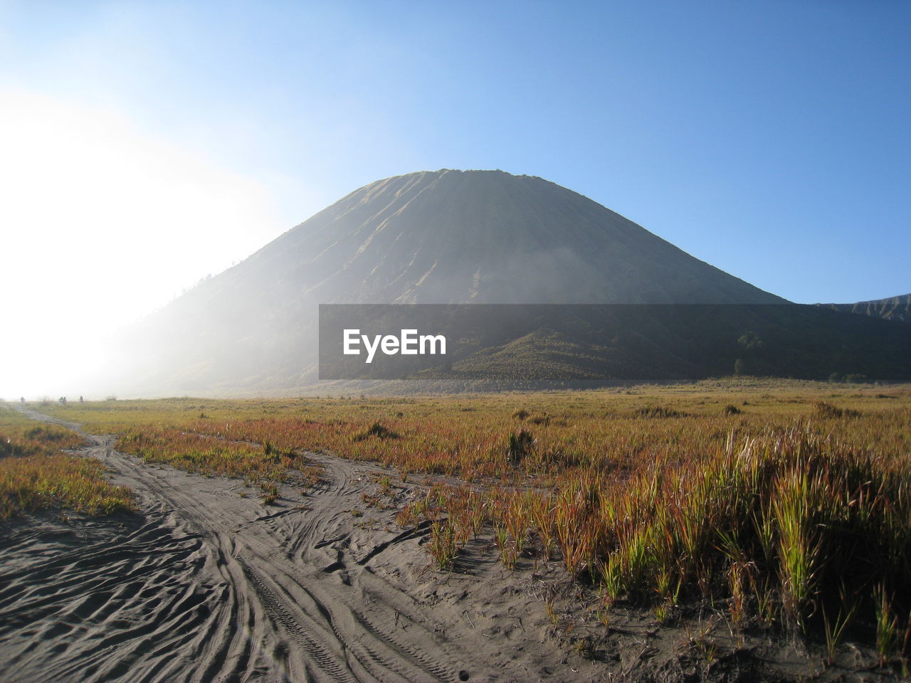 Tranquil view of mountain peak against clear sky