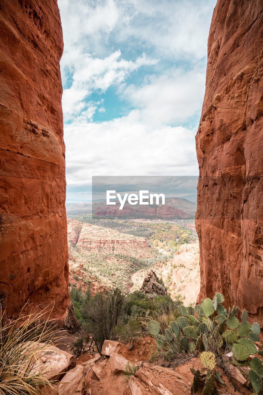 Scenic view of landscape against cloudy sky