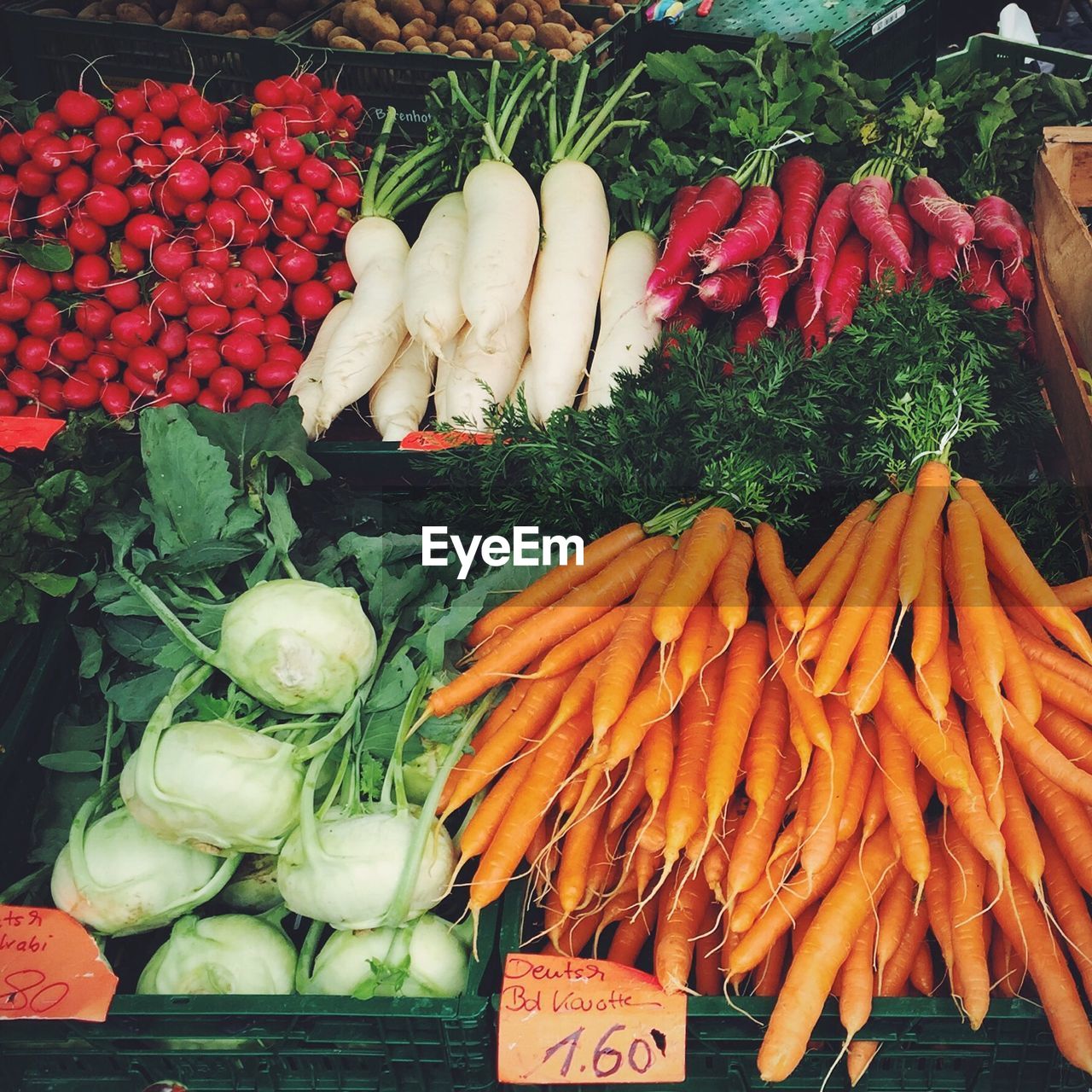 Vegetables on market stall