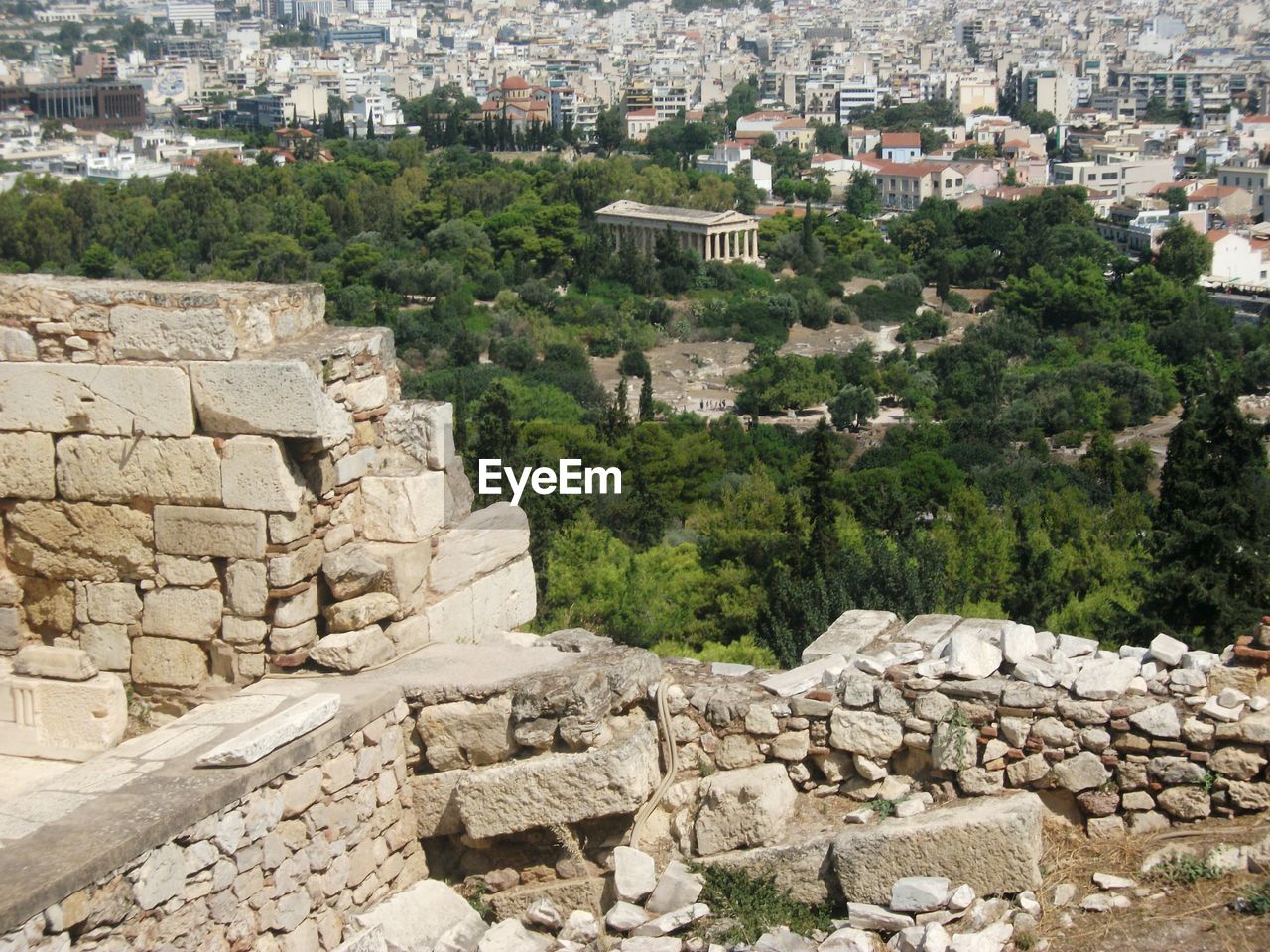 HIGH ANGLE VIEW OF ANCIENT TEMPLE