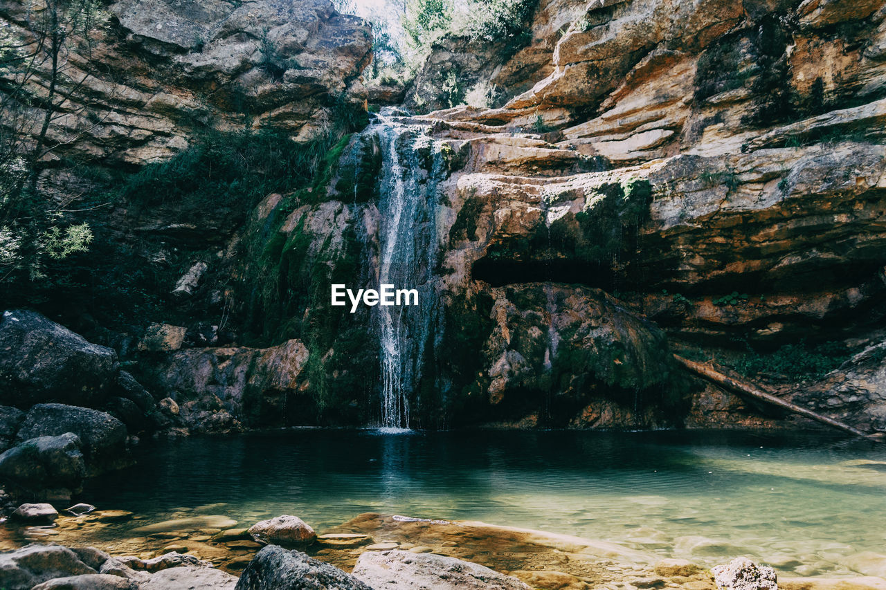 Scenic view of waterfall