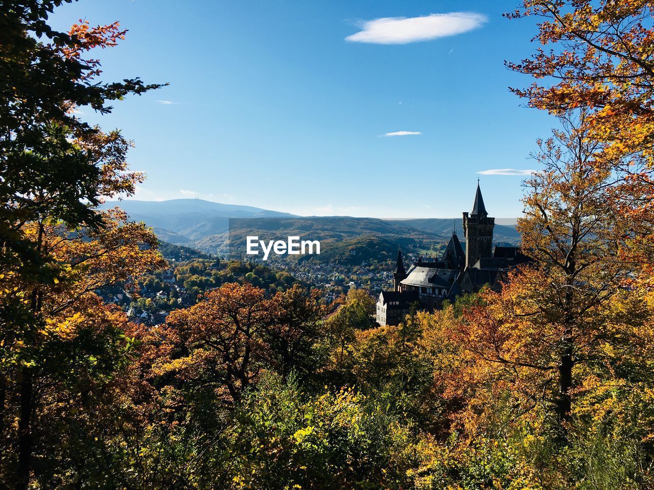 TREES AND MOUNTAINS AGAINST SKY DURING AUTUMN