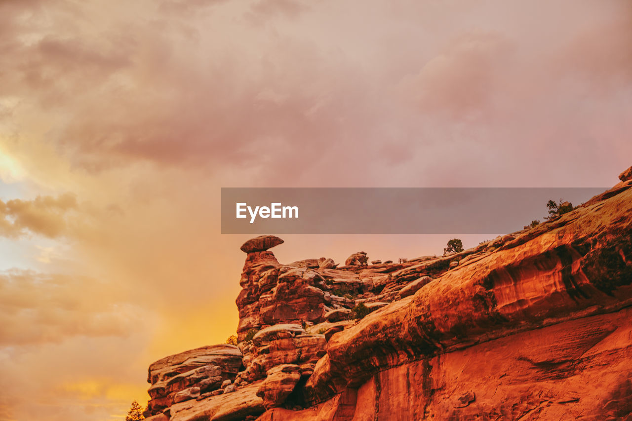 Golden sunset over desert canyons in moab, utah.