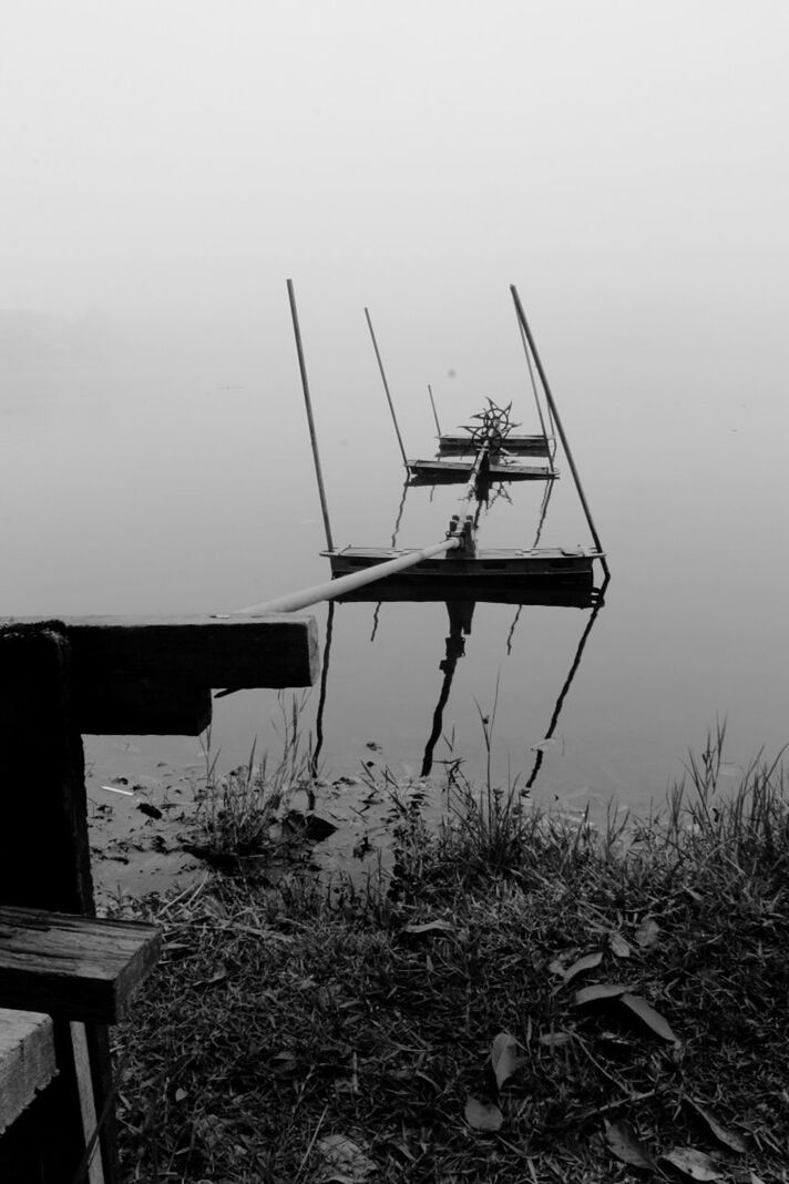 nature, outdoors, field, day, no people, transportation, sky, clear sky, landscape, scenics, nautical vessel, water, grass, beauty in nature, windmill