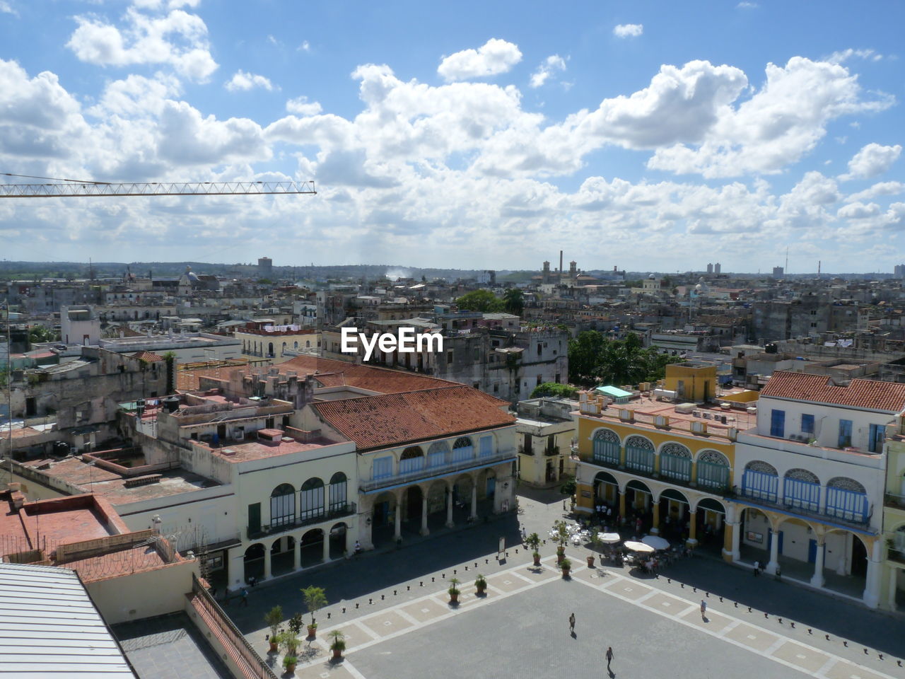 High angle view of townscape against sky