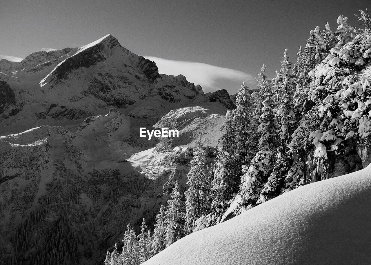 Scenic view of snowcapped mountains