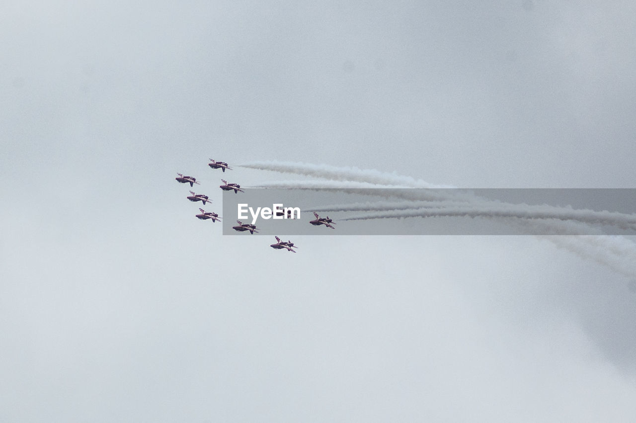 LOW ANGLE VIEW OF HELICOPTER IN SKY