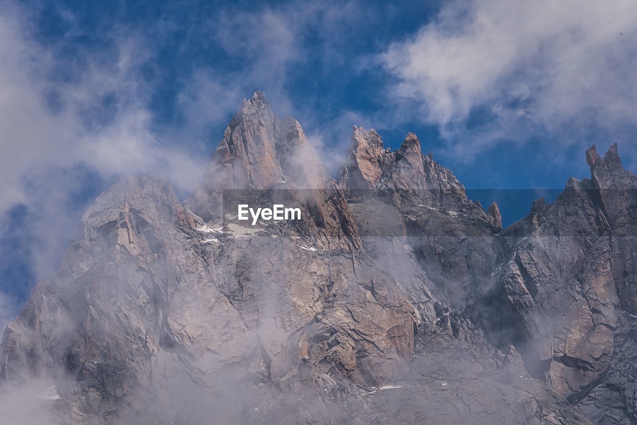 Panoramic view of majestic mountains against sky