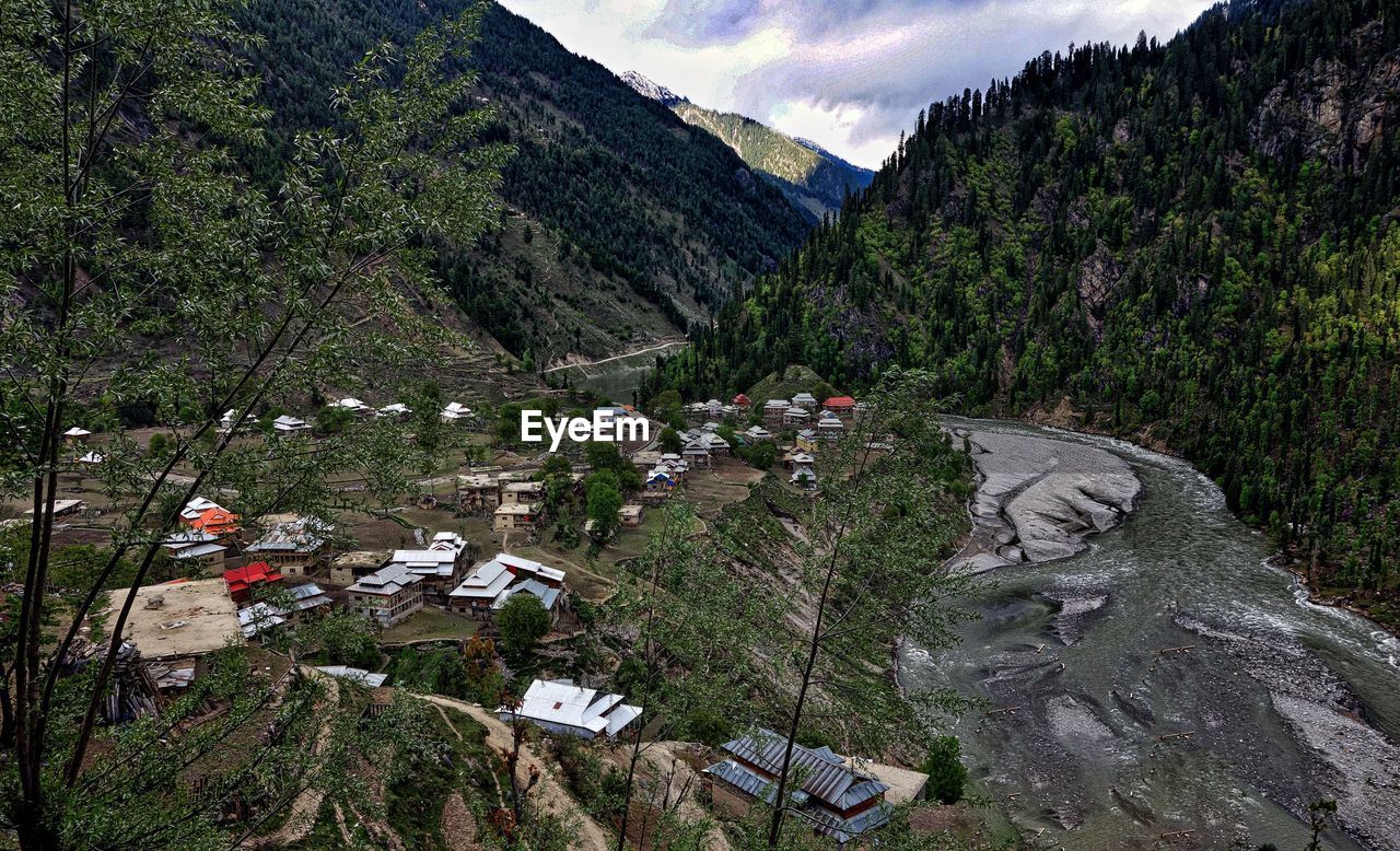 Houses at kel amidst mountains in azad kashmir