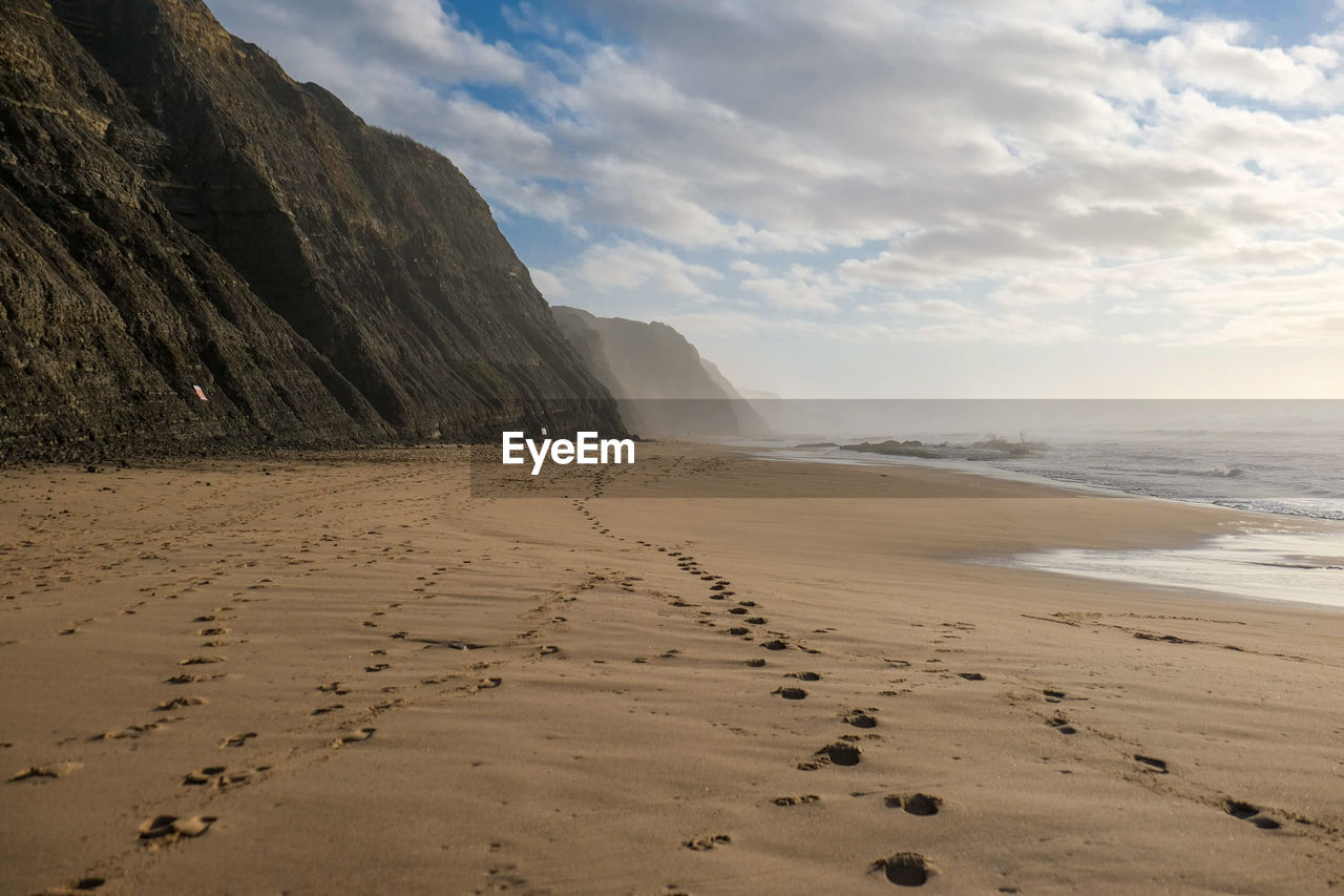 Scenic view of beach against sky