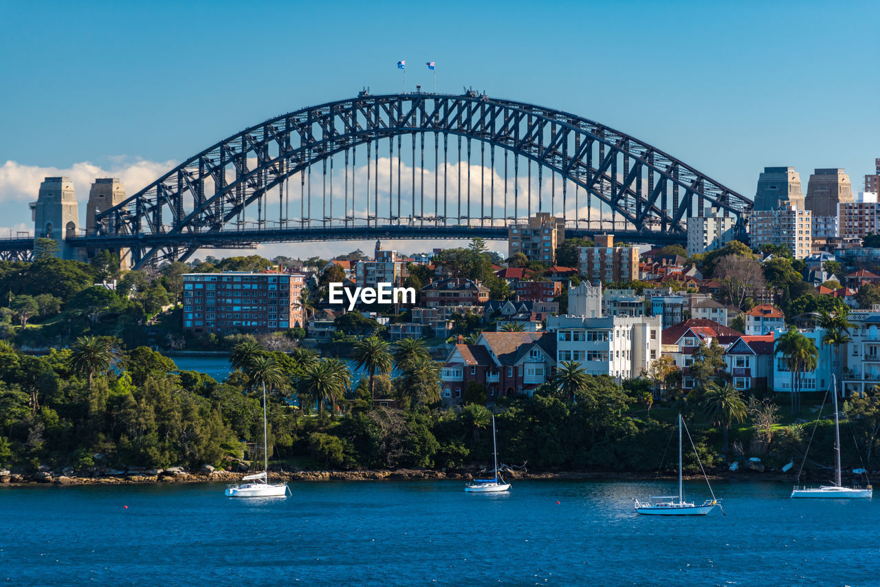 Sydney harbour bridge with cremorne point suburb on the foreground