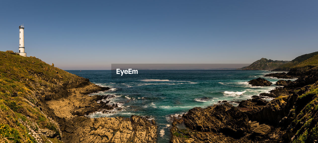 Scenic view of sea against clear sky