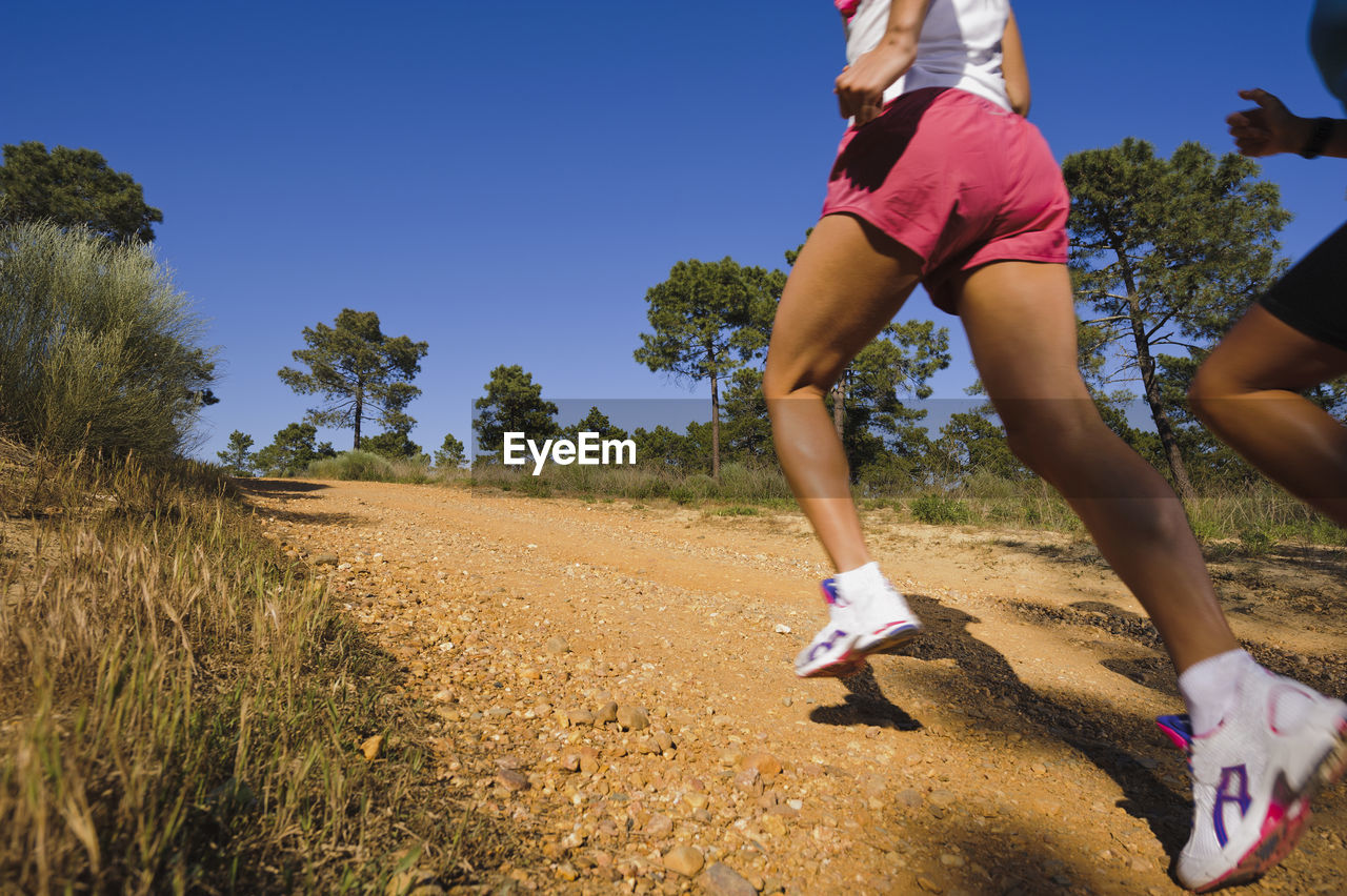 Two women running