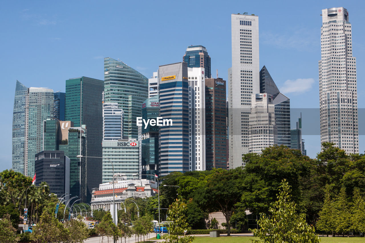 Buildings in city against cloudy sky