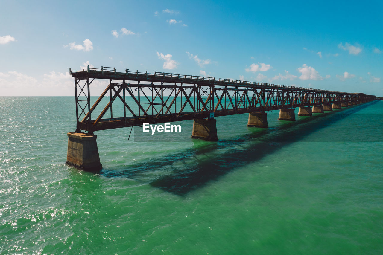 pier over sea against sky at sunset