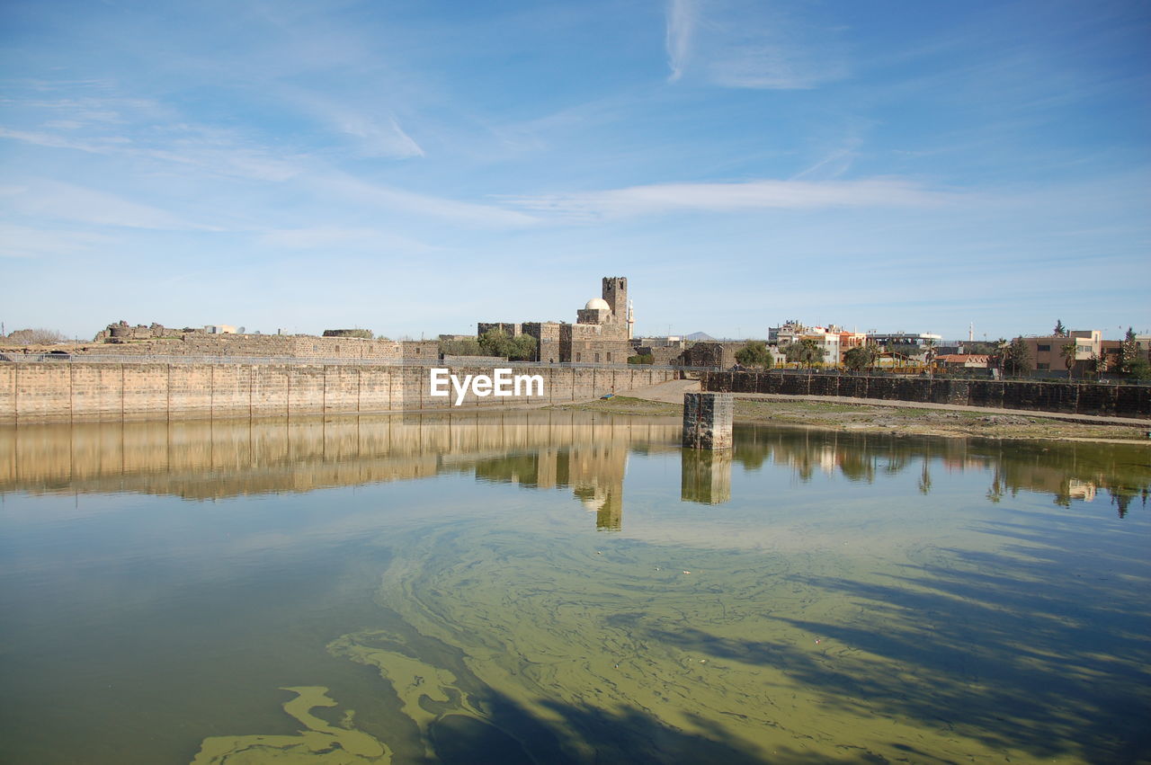 Reflection of buildings on water