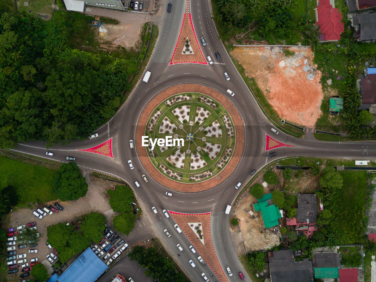 High angle view of road in city