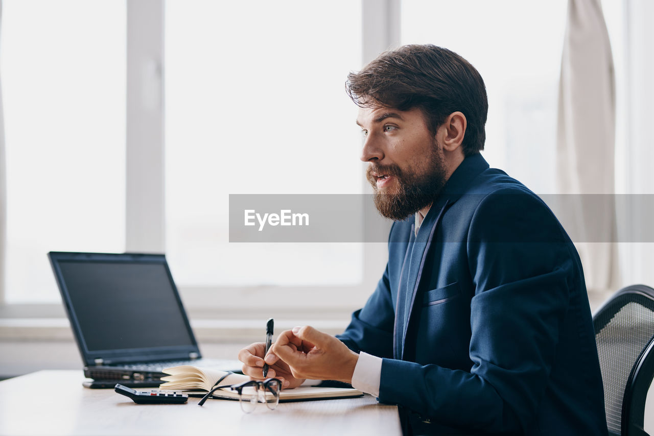 Businessman working at office