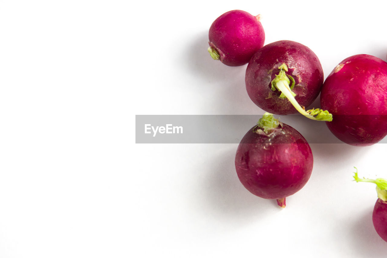 Close-up of radish over white background