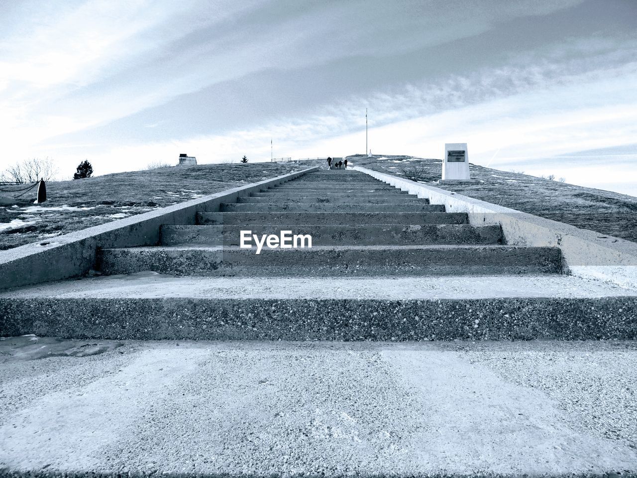 Staircase against sky during winter