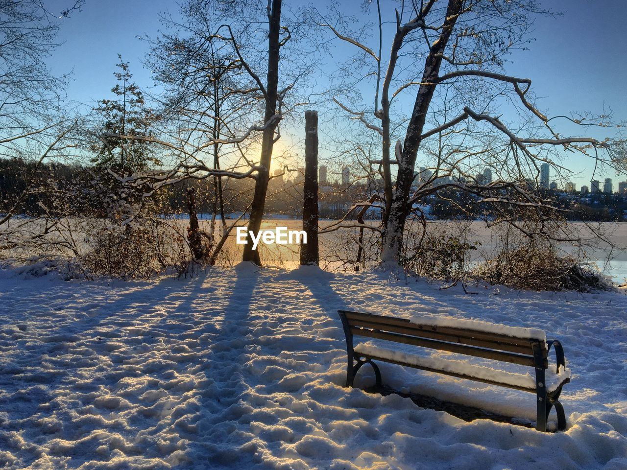 Scenic view of snow covered landscape