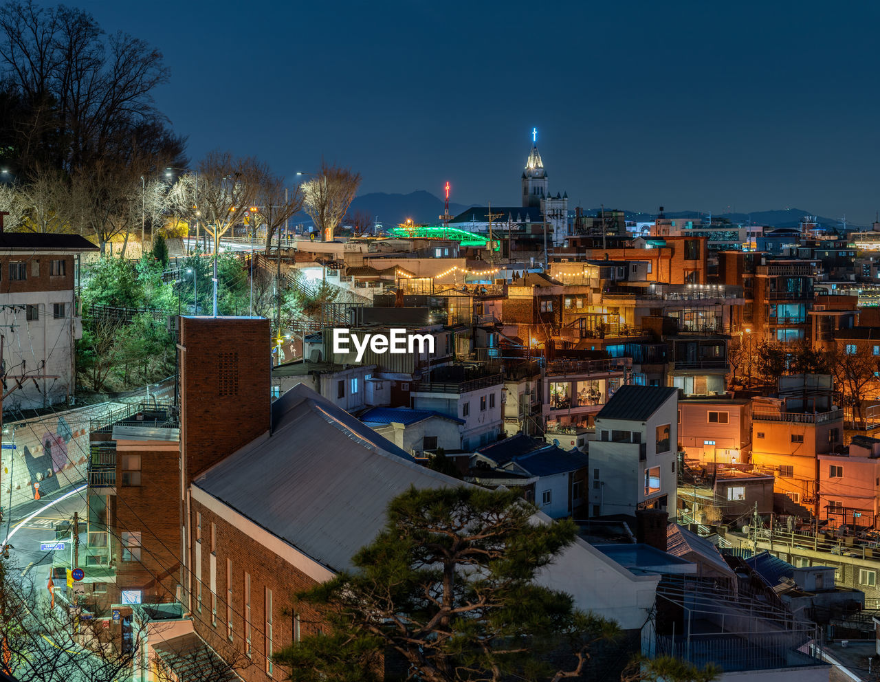 high angle view of townscape against sky