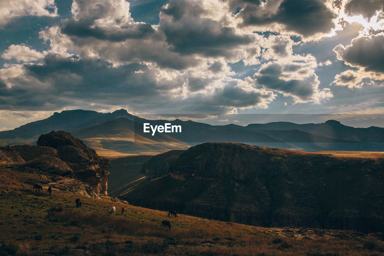 Scenic view of mountains against sky